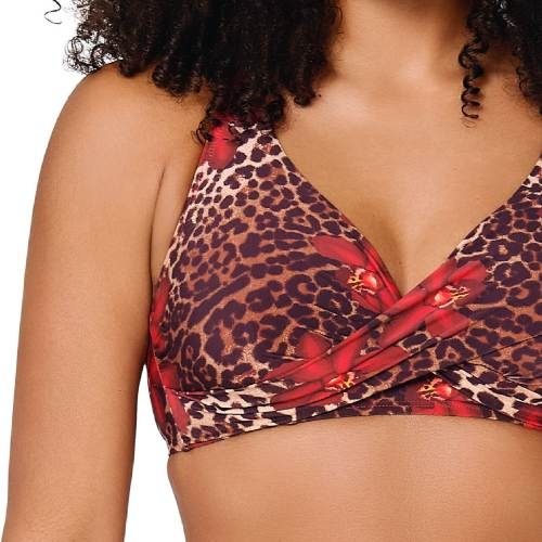 LingaDore Beach Leopard Flower rood soft-cup bikinitop