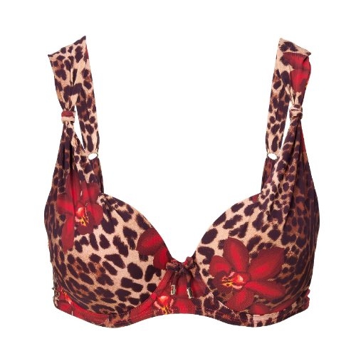 LingaDore Beach Leopard Flower rood voorgevormde bikinitop