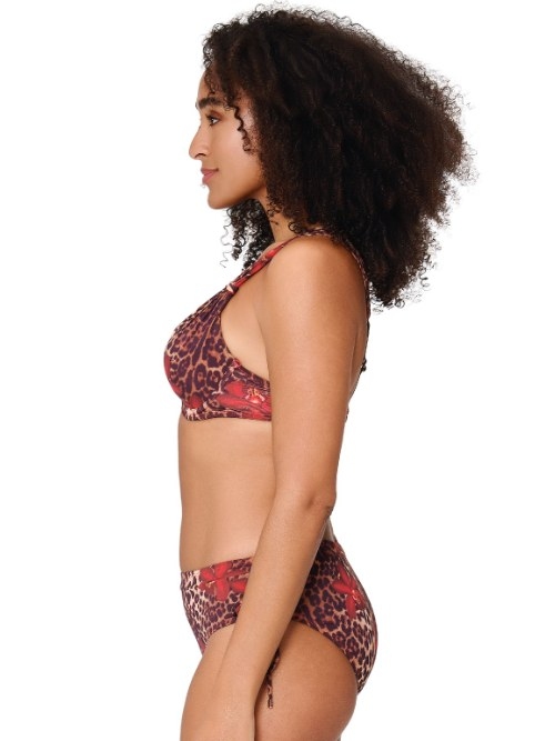 LingaDore Beach Leopard Flower rood voorgevormde bikinitop