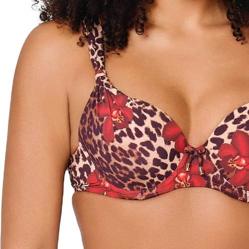 LingaDore Beach Leopard Flower rood voorgevormde bikinitop