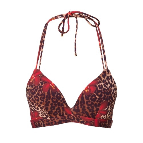 LingaDore Beach Leopard Flower rood voorgevormde bikinitop