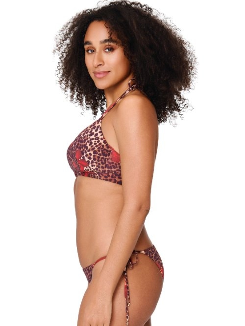 LingaDore Beach Leopard Flower rood voorgevormde bikinitop