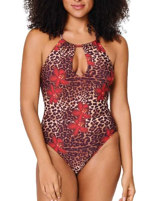 LingaDore Beach Leopard Flower rood badpak