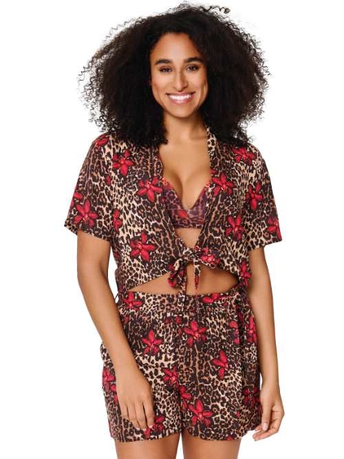 LingaDore Beach Leopard Flower rood strandmode