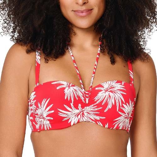 LingaDore Beach Fresh Flowers rood voorgevormde bikinitop