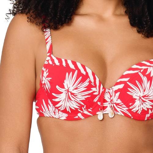 LingaDore Beach Fresh Flowers rood voorgevormde bikinitop