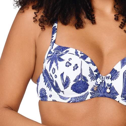 LingaDore Beach Under The Greek Sun blauw/wit voorgevormde bikinitop