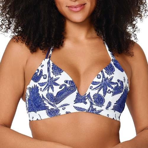LingaDore Beach Under The Greek Sun blauw/wit voorgevormde bikinitop
