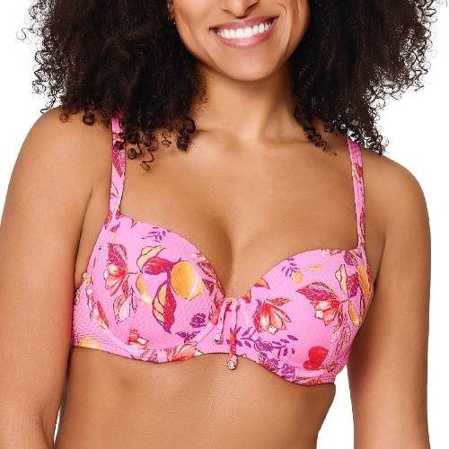LingaDore Beach Tropical Fruit roze voorgevormde bikinitop