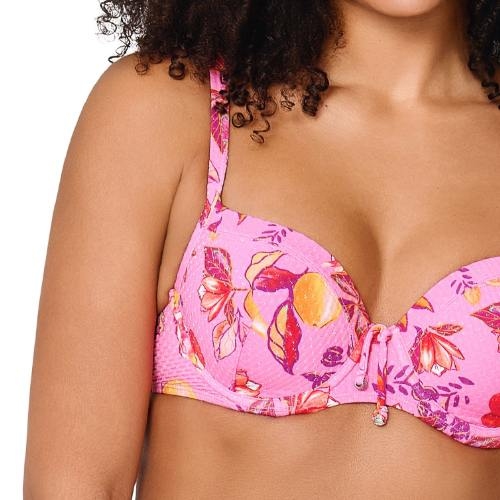 LingaDore Beach Tropical Fruit roze voorgevormde bikinitop