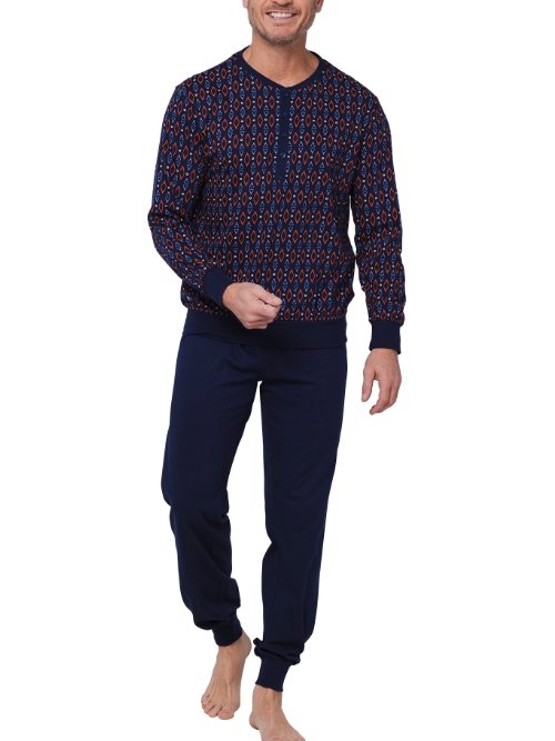 Pastunette Heren marine blauw pyjama