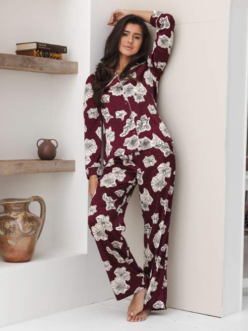 Pastunette Dames donker rood pyjama