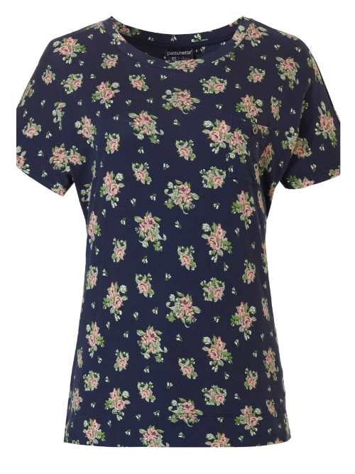 Pastunette Dames marine blauw pyjamashirt