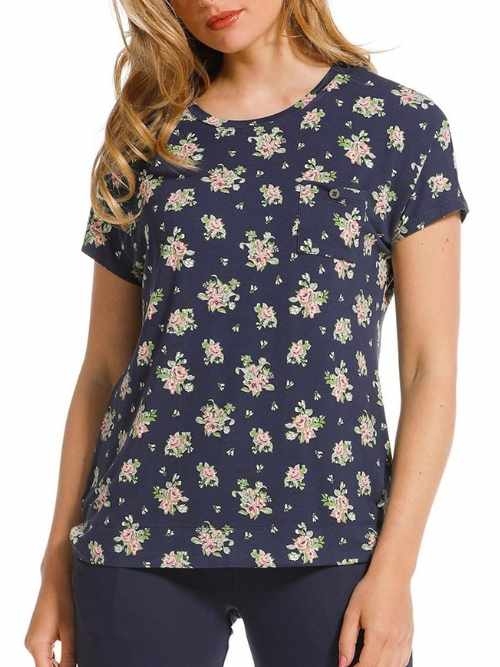 Pastunette Dames marine blauw pyjamashirt