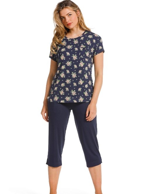 Pastunette Dames marine blauw pyjamashirt