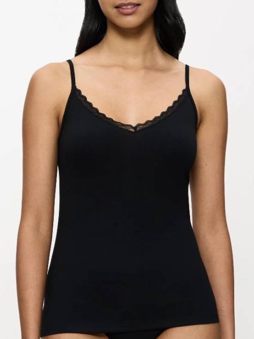 Triumph Feel of Cotton zwart spaghetti top
