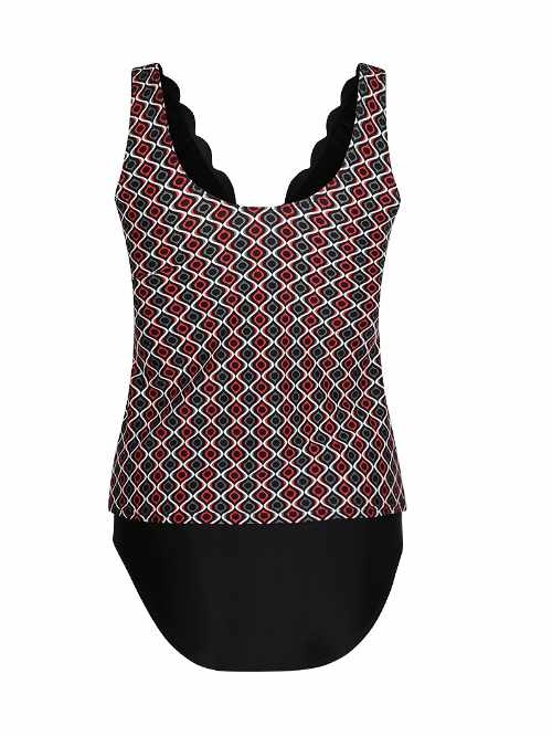 Mila Fancy Edge zwart/print tankini set