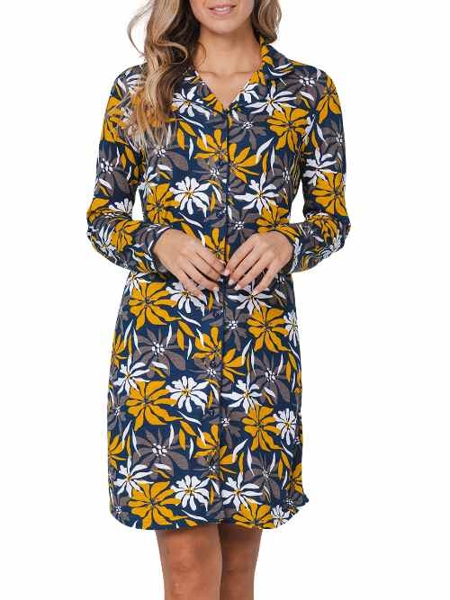Pastunette Dames marine blauw nachthemd