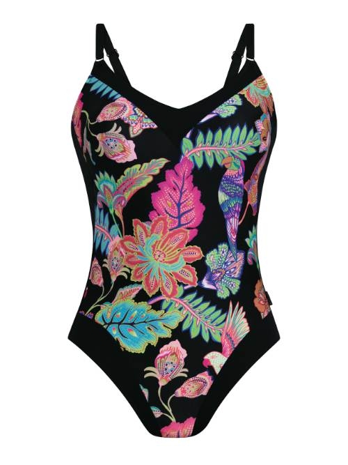 Rosa Faia Badmode Mabela zwart/print badpak