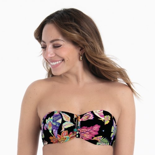 Rosa Faia Badmode Ella zwart/print voorgevormde bikinitop