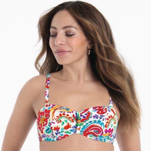 Rosa Faia Badmode Ella wit/print voorgevormde bikinitop