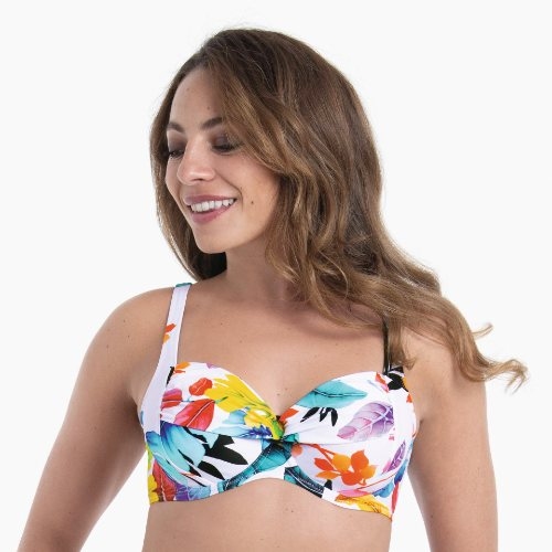Anita Badmode Elna wit/print voorgevormde bikinitop