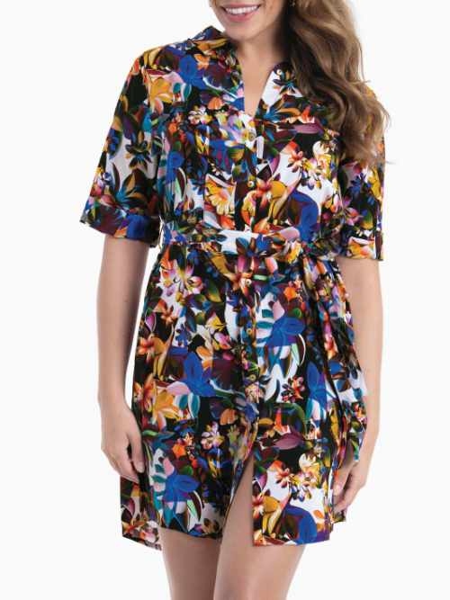 Anita Badmode Lavagna zwart/print strandjurk