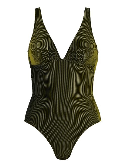 Naturana Badmode Dames zwart/geel badpak