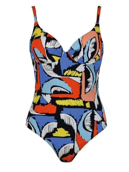 Naturana Badmode Dames zwart/multicolor badpak