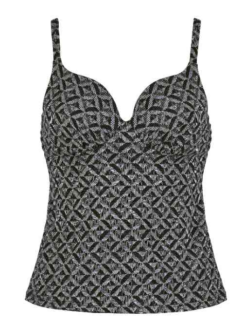 Naturana Badmode Dames zwart/print tankini top