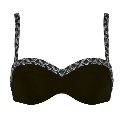 Naturana Badmode Dames zwart/print voorgevormde bikinitop