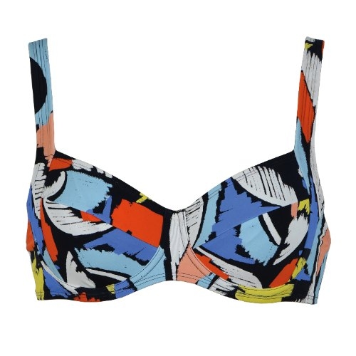Naturana Badmode Dames zwart/multicolor soft-cup bikinitop