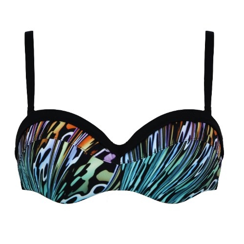 Naturana Badmode Dames zwart/multicolor voorgevormde bikinitop
