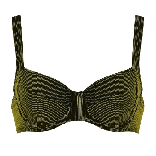 Naturana Badmode Dames zwart/geel soft-cup bikinitop