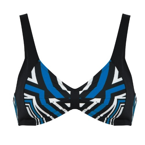 Naturana Badmode Dames zwart/multicolor soft-cup bikinitop