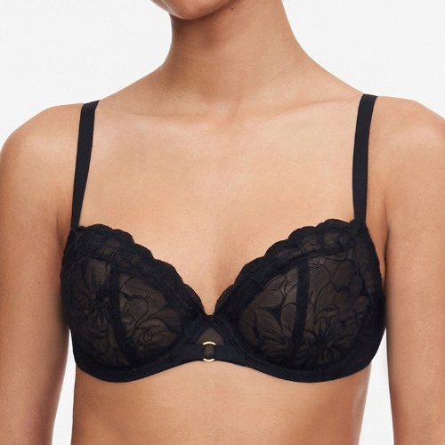 Chantelle Fleurs zwart niet voorgevormde bh
