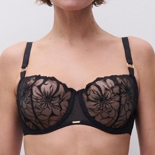 Chantelle Fleurs zwart niet voorgevormde bh
