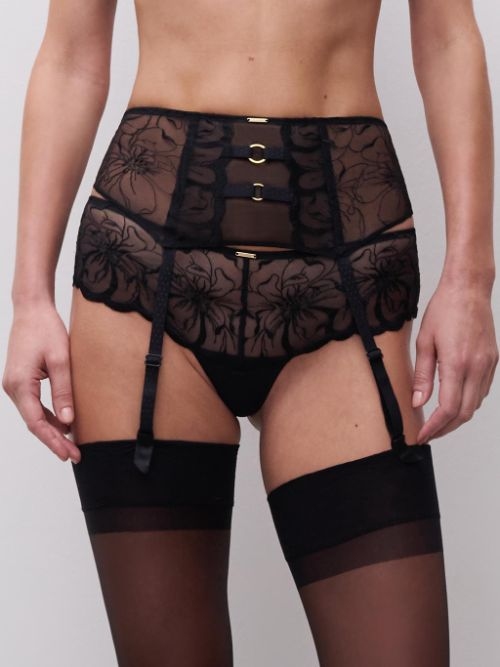 Chantelle Fleurs zwart jarretelle