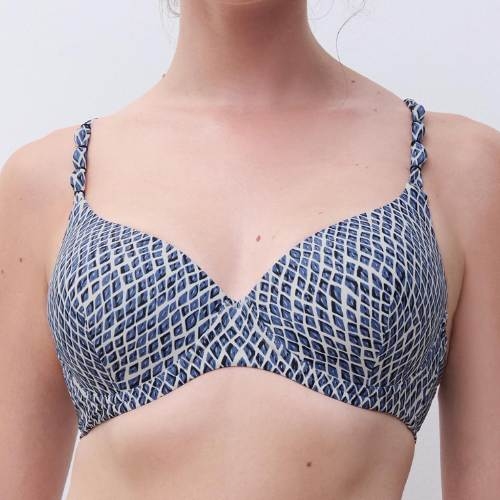 Femilet Badmode Tidra blauw/print voorgevormde bikinitop