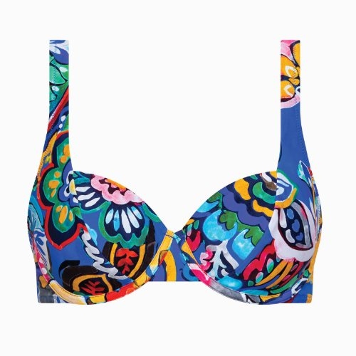 Lisca Swimwear Mexico blauw/print soft-cup bikinitop