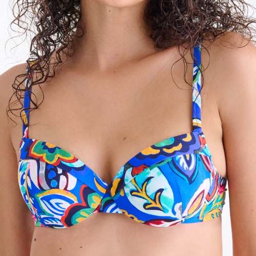 Lisca Swimwear Mexico blauw/print voorgevormde bikinitop
