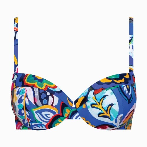 Lisca Swimwear Mexico blauw/print voorgevormde bikinitop