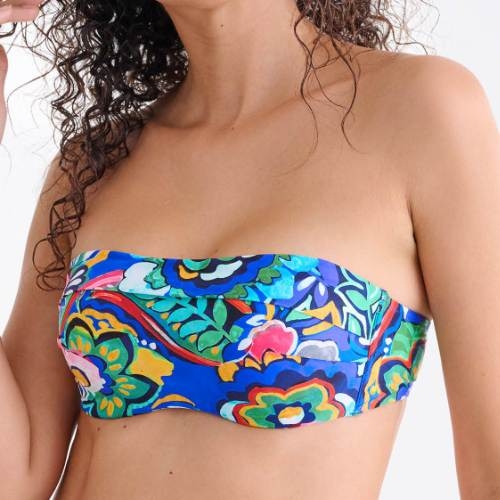 Lisca Swimwear Mexico blauw/print voorgevormde bikinitop