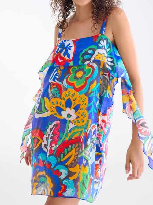 Lisca Swimwear Mexico blauw/print strandjurk