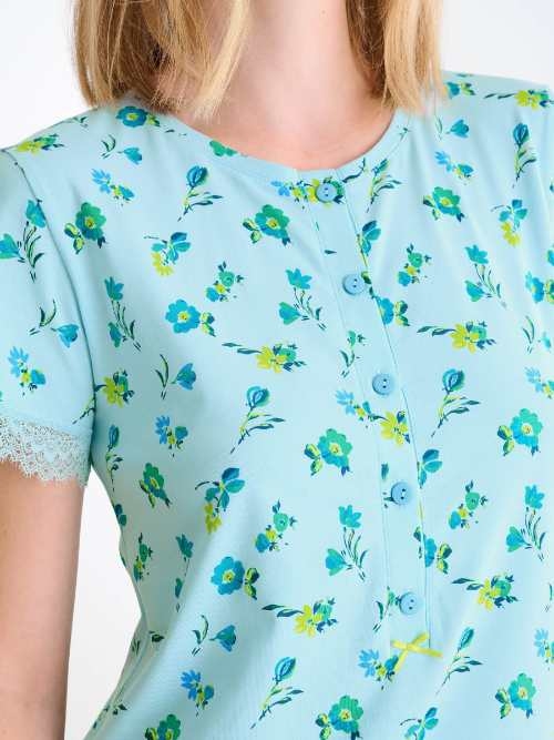 Lisca Bloomy blauw nachthemd