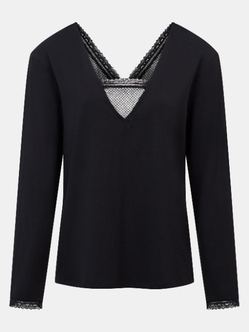Chantelle Nachtmode Romance zwart slaapshirt