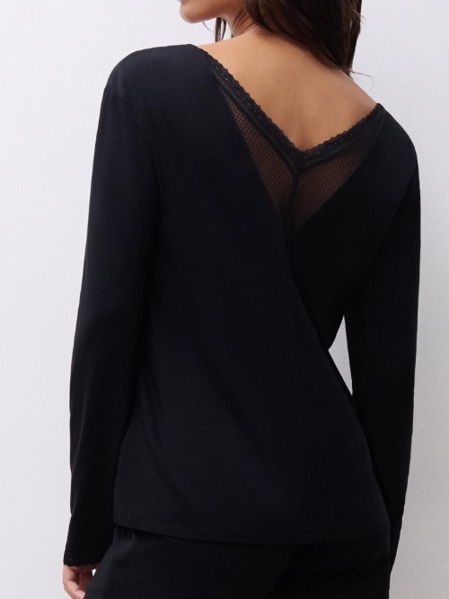 Chantelle Nachtmode Romance zwart slaapshirt