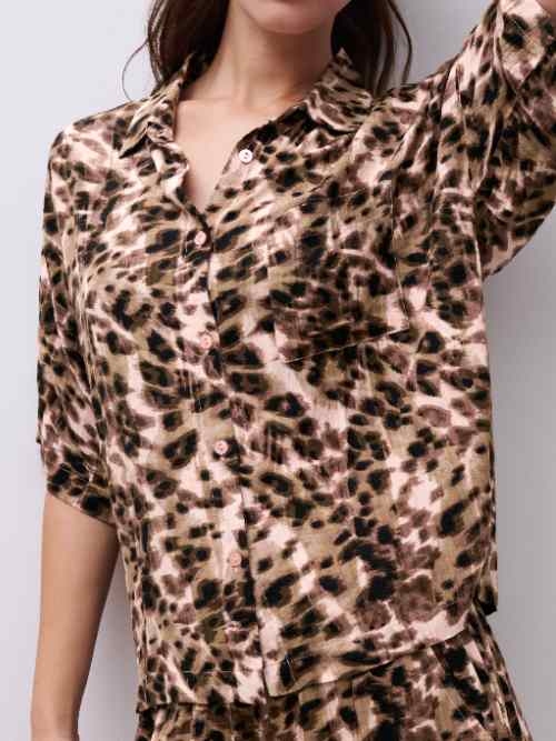 Femilet Nachtmode Layla bruin/print slaapshirt