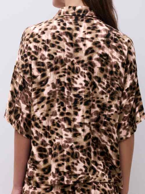Femilet Nachtmode Layla bruin/print slaapshirt