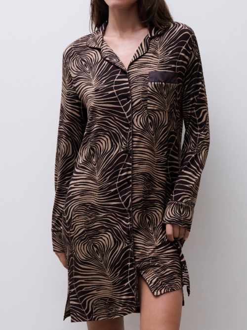 Femilet Nachtmode Daisy bruin/print nachthemd